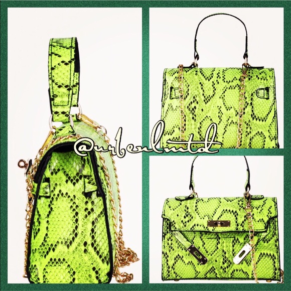 lime green snakeskin purse